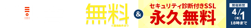 初期費用無料&セキュリティ診断付きSSL永久無料キャンペーン!4/1まで
