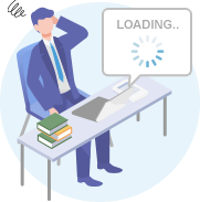 サイトがなかなか表示されず困っている人のイラスト