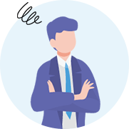 サーバーラックの前で困っている人のイラスト